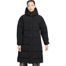 Nike Jordan Flight Loose Fit Down Fill Parka Çıkarılabilir Kapüşonlu Bol Kesim Kaz Tüyü Kadın Parka Siyah