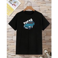 Risil-Nu Company Yeni Sezon Oversize Unisex Tofaş Baskılı Pamuklu Penye Kumaş T-Shirt Siyah