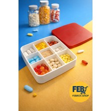 Febros Vitamin Tablet Kutusu 9 Bölmeli Günlük Düzenleyici Vitamin Tablet Saklama Organizer Taşınabilir