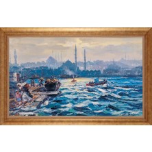 Giyense Altın Çerçeveli Paspartulu Manzara Tablo N1309