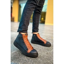 Zapatos CH167 Blazer Erkek Spor Günlük Bağcıklı ve Fermuarlı Cilt Bot Cst Siyah/taba