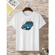 Risil-Nu Company Yeni Sezon Oversize Unisex Tofaş Baskılı Pamuklu Penye Kumaş T-Shirt Beyaz