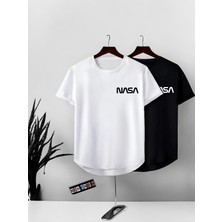 Risil-Nu Company Yeni Sezon Slim Fit Oval Kesim Siyah Beyaz Baskılı 2'li T-Shirt
