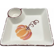 Kachkırhome Seramik Sosluklu Tabak Kase 14*14 cm Kabak Desen