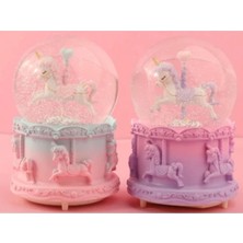PremiumPort Parlak Unicorn Kar Küresi, Orta Boy, Işıklı, Dekoratif ve Eğlenceli