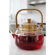 UltraMint 1000 ml Bambu Kulplu Isıya Dayanıklı Çıkarılabilir Süzgeçli Cam Demlik