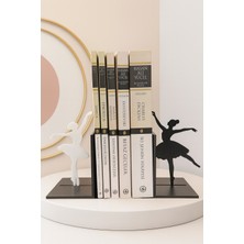Todekora Bale Kız Dekoratif Kitap Tutucu 2'li Set Siyah Beyaz 15 cm