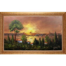 Giyense Altın Çerçeveli Paspartulu Manzara Tablo N1297