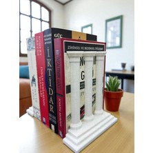 Todekora Roma Sütunu Kitap Tutucu Seti 2'li Mermer Renk