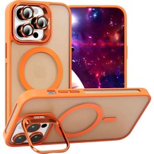 Piyasa Sepeti iPhone 15 Pro Max 6.7" StandGuard MagSafe Kılıf + Lens Koruma Enerji Turuncusu