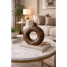 Atölye İzgi El Yapımı Dekoratif Taş & Mermer Tozu Vazo – Modern Halka Form | 18X20 cm