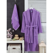 Cottonest Lacivert Havlulu Bornoz 2li Set