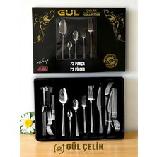 Gül Çelik 72 Parça 12 Kişilik Çatal Kaşık Seti Sade Model Kutulu 18/0 Kalite