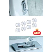 Vekorr 8 Adet Dolap Çekmece Kristal Tasarımlı Tutacak Set Pratik Yapışkanlı Mobilya Kulpu Buton Tutacağı