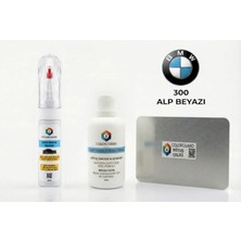 COLORGUARD BMW 300 Alp Beyazı Rötuş Seti - 2 si 1 Arada İğne ve Fırça Uçlu Şişe, Solüsyon ve Rötuş Çeliği