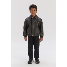 Nebbati Bg Store Erkek Çocuk Siyah Ceket Standart Kalıp Örme Kumaş ile Günlük Kullanım İçin