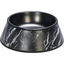 Techmrt Beeztees Dbl Köpek Mama Su Kabı, Mat Siyah Paslanmaz Çelik, Siyah Mermer Görünümlü, 14CM, 160ML