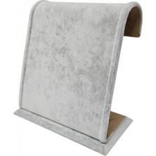 Özer Kutu Dik Geniş S Bileklik&zincir Standı Süet 12 Metal Askılı (17 Cm) Gri