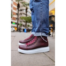 Zapatos CH258 Roma Erkek Spor Günlük Bağcıklı Cilt Bot Cbt - Bordo