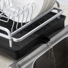 Storemax 2 Katlı Alüminyum Bulaşıklık 30X42X25 cm – Su Tahliyeli, Paslanmaz Tezgah Üstü Kurutma Rafı | Çatal Kaşık Bardak ve Tabak Düzenleyici