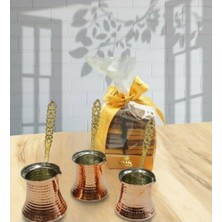 UltraMint Paslanmaz Bakır Cezve Seti, 3'lü, Şık ve Dayanıklı Kahve Takımı