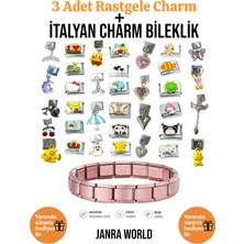 Janra World 3 Adet Rastgele Charm + Italyan Charm Bileklik Seti | Sürpriz Hediye Ile Birlikte