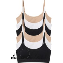 Genç Kız Pamuklu Ip Askılı Çıkarılabilir Pedli Yarım Atlet Alıştırma Sütyeni 6'lı Paket Renkli