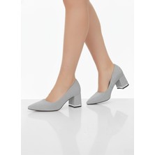 Elit Gizem 203 Gümüş Sim Detaylı Rahat Abiye Kadın Topuklu Ayakkabı