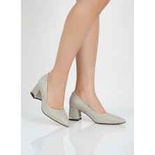 Elit Gizem 203 Altın Sim Detaylı Rahat Abiye Kadın Topuklu Ayakkabı