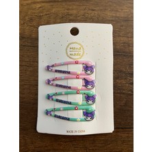 Gülümse Gel Kız Çocuk Kuromi Sanrio 4'lü Çıtçıt Çıtçıtlı Toka Seti Y2K Kpop Kore