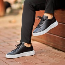 Birkan 699 Siyah Beyaz %100 Hakiki Deri Ultra Rahat Günlük Erkek Ayakkabı