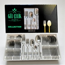 30 Parça 6 Kişilik Çatal Kaşık Seti Sade Model 18/0 Kalite Kutulu