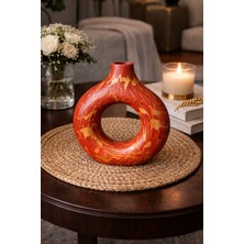 Atölye İzgi El Yapımı Dekoratif Taş & Mermer Tozu Vazo – Modern Halka Form | 18X20 cm