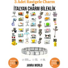 Janra World 3 Adet Rastgele Charm + Italyan Charm Bileklik Seti | Sürpriz Hediye Ile Birlikte