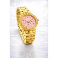 Gold Renk Pembe Kadranlı Kadın Saat