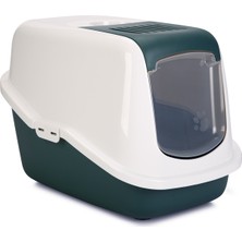 Techmrt Beeztees Kapalı Kedi Tuvaleti, Koku Filtreli, Koyu Yeşil Beyaz, 56X39X39CM