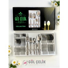 30 Parça 6 Kişilik Çatal Kaşık Seti Hasır Model Kutulu 18/0 Kalite