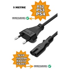Derwell 5 Metre 2 Pinli C7 Teyp Elektrik Fiş Power Güç Kablosu 220 Volt 5 mt Çift Oluklu Ceryan Enerji Aktarım Kablosu