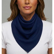 Jz Moda Düz Sade Lacivert Şifon Kare Fular - Zarif Kadın Boyun Fuları ve Bandana (50X50CM)