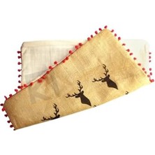 Storemax Püsküllü Jüt Kırlent Kılıfı 50 * 50 Siyah Geyik Desen