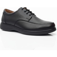 Elit Haffaf 1310 Siyah Hakiki Deri Ortopedik Taban Rahat Mevsimlik Erkek Ayakkabı