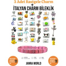 Janra World 3 Adet Rastgele Charm + Italyan Charm Bileklik Seti | Sürpriz Hediye Ile Birlikte