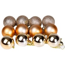 Storemax Yılbaşı Topu Simli Mat Parlak 12'li Set Şampanya- 6 Cm.