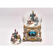 PremiumPort El Boyaması Müzikli Kendinden Üflemeli Noel Kar Küresi 120 mm