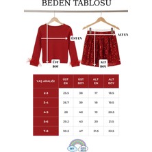 My Kids Wear Kız Çocuk Bayramlık Kırmızı Payet Etek Takımı 12531