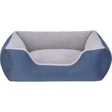 Techmrt Pet Comfort Echo  Köpek Yatağı Mavi/gri Peluş M 80X65CM