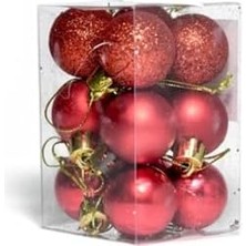 Storemax 12'li Kırmızı Yılbaşı Topu 3 Cm, Ağacı Topu, Çam Ağacı Topu, Kırmızı