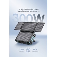 Kensa Entegre 30W Güneş Panelli 300W Taşınabilir Güç Istasyonu