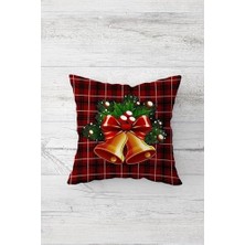 Storemax Pelangi Yılbaşı Çan Zil Ekose Çift Tarafı Baskılı Gizli Fermuarlı Yastık Kılıfı Kırlent Koltuk Yastık Kılıfı, Bordo-Siyah 45 x 45