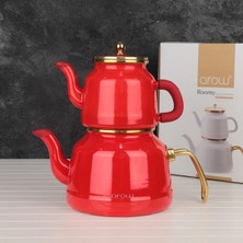 UltraMint Kırmızı Emaye Çaydanlık Seti, Şık ve Dayanıklı Tasarım